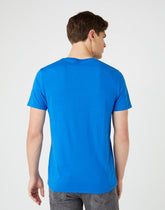 WRANGLER SS SIGN OFF TEE MĘSKI T-SHIRT KOSZULKA LOGO NAUTICAL BLUE W7C07D3V2 112146300